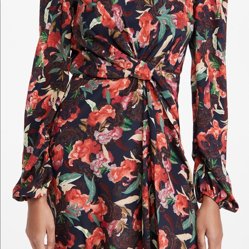 Navy floral Saloni Demi mini dress